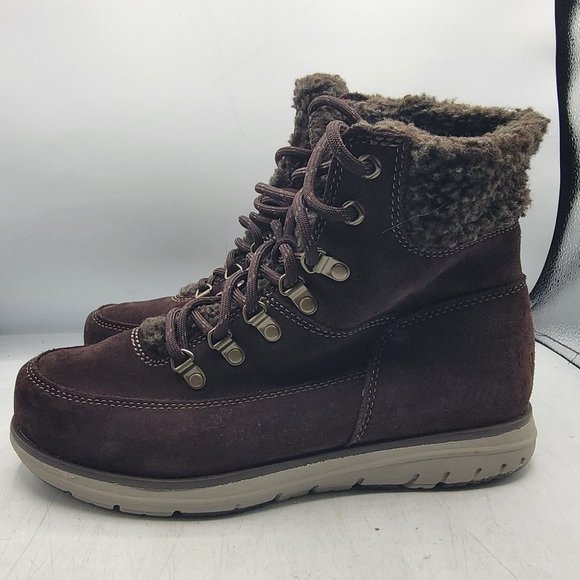 LL Bean Mountain Lodge Womens 8.5 Brown Fleece Collar Insulated Boots Primaloft - Picture 5 of 13